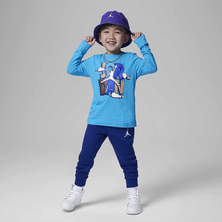 Kinder Nike Jordanien | Jordan Lil' Champ Bedrucktes Langarm-T-Shirt Und Hosen-Set